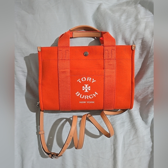 NWT Tory burch Small Canvas Tote Crossbody Bag Tangerine